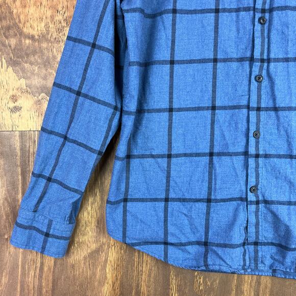 Banana Republic Mens Shirt Blue Windowpane Luxe Flannel Button Down Camden Fit M - Picture 3 of 13